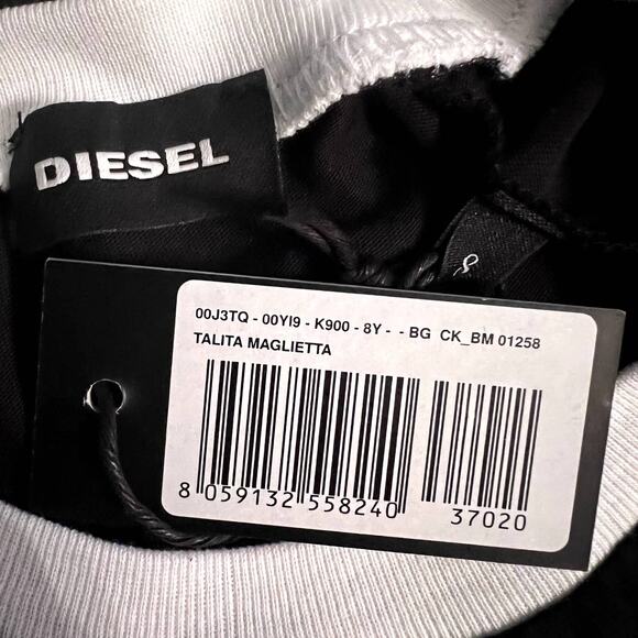 Diesel Kids T Shirt Black Talita Maglietta Graphic Glitter Logo Girls Sz 8 NWT - Picture 3 of 5